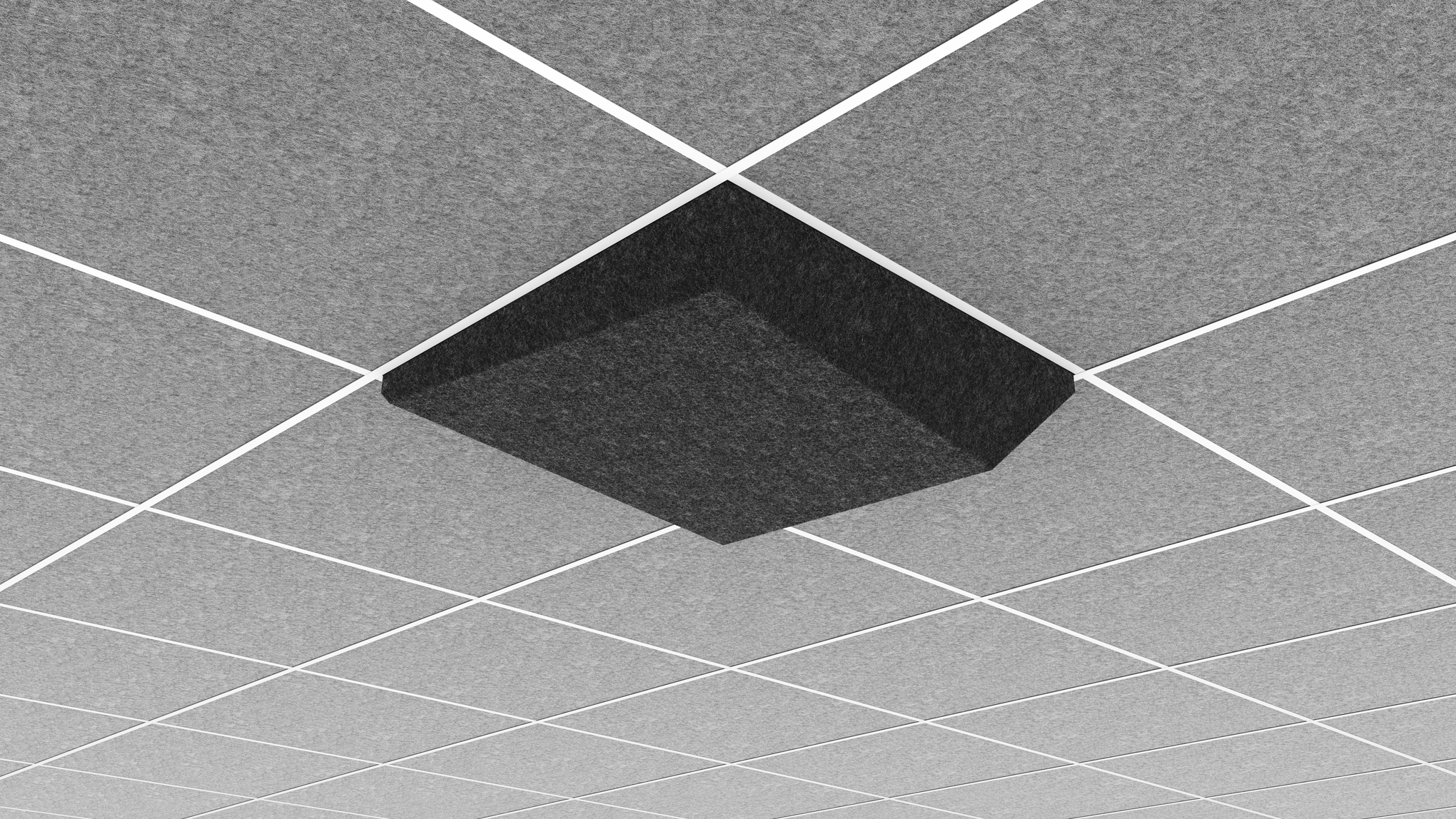 AUO22DS2G2CHG - Middle Atlantic - Ori Acoustic Ceiling Tile in Charcoal Gray Dynamic Slope 2 916 Layin