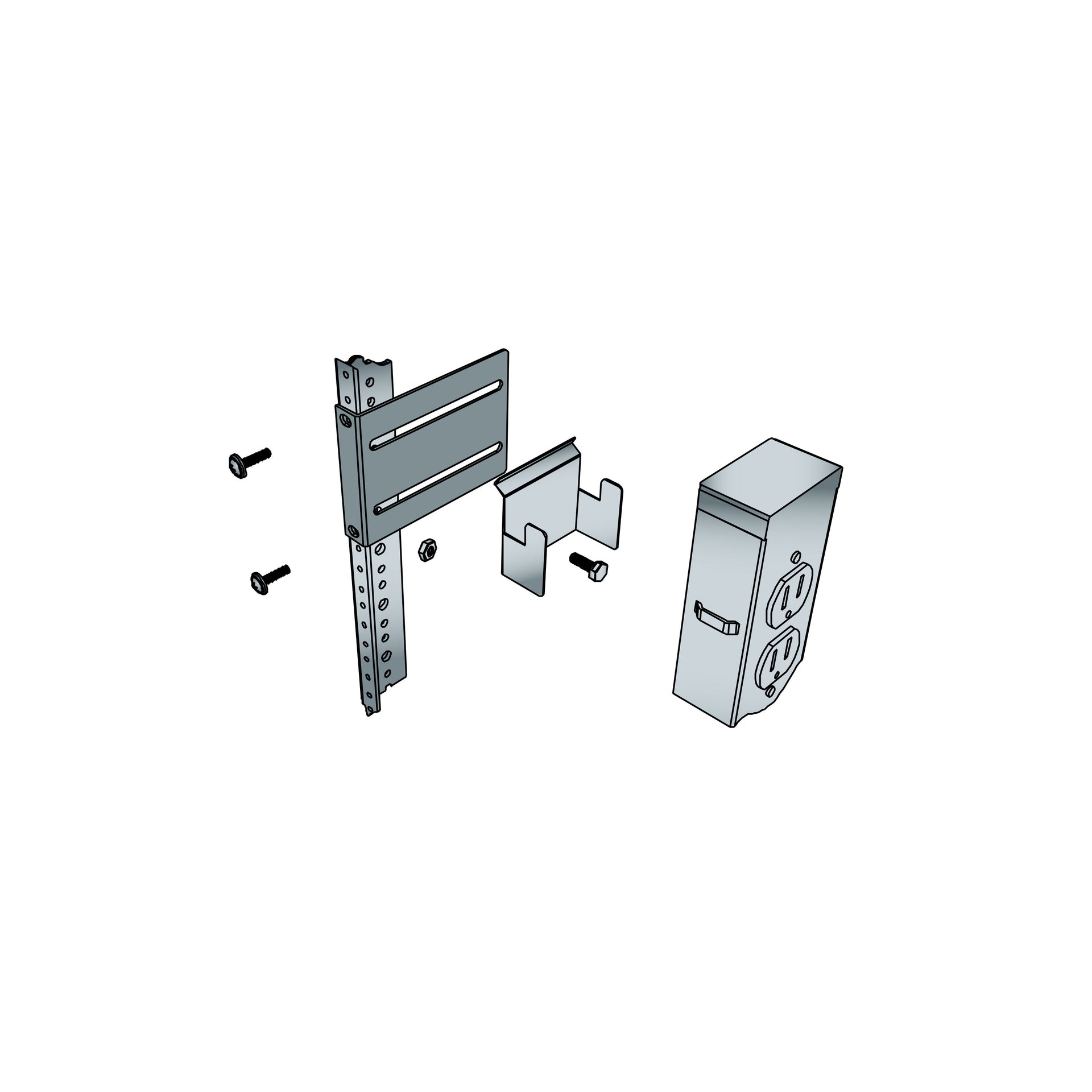 PB-5A - Middle Atlantic - Power Strip Bracket Rack FrontBack Mount