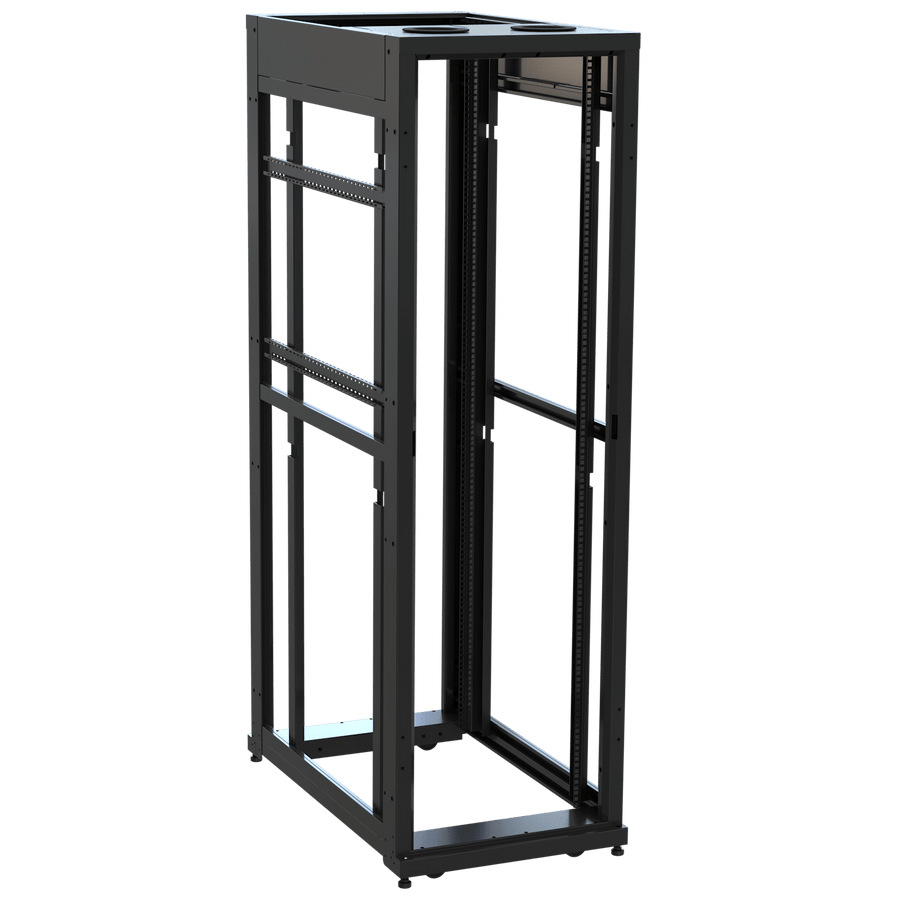 42 RU SNE Series Rack Frame, 42 Inches Deep, 24 Inches Wide with Cage Nut Rackrail