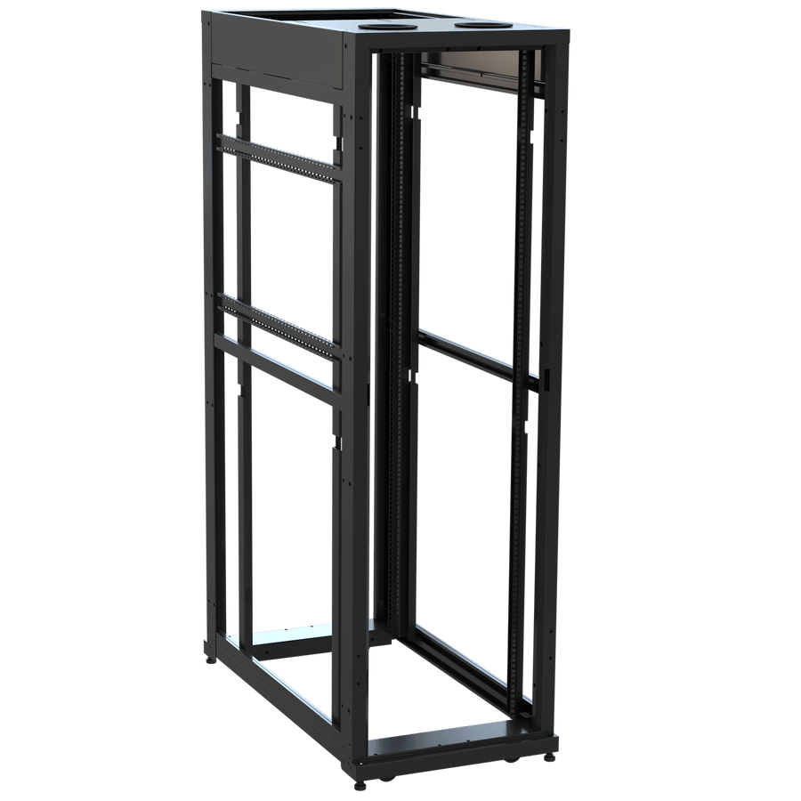 42 RU SNE Series Rack Frame, 48 Inches Deep, 24 Inches Wide with Cage Nut Rackrail