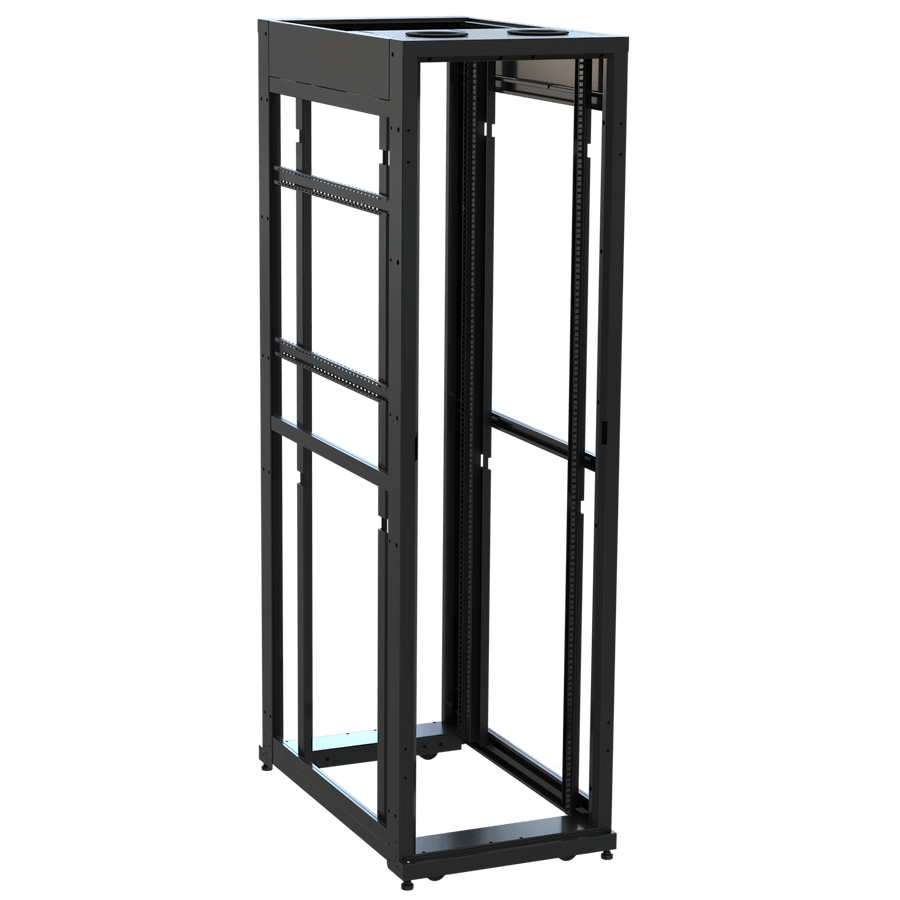 45 RU SNE Series Rack Frame, 42 Inches Deep, 24 Inches Wide with Cage Nut Rackrail