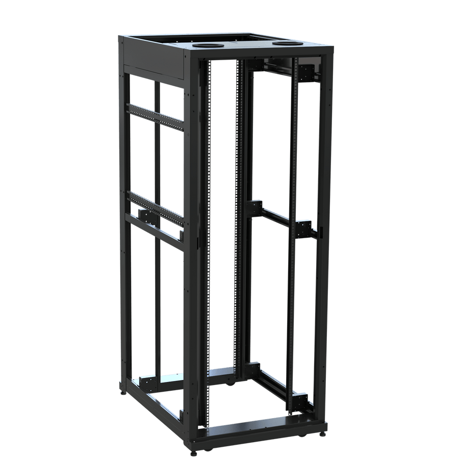 42 RU SNE Series Rack Frame, 42 Inches Deep, 30 Inches Wide with Cage Nut Rackrail