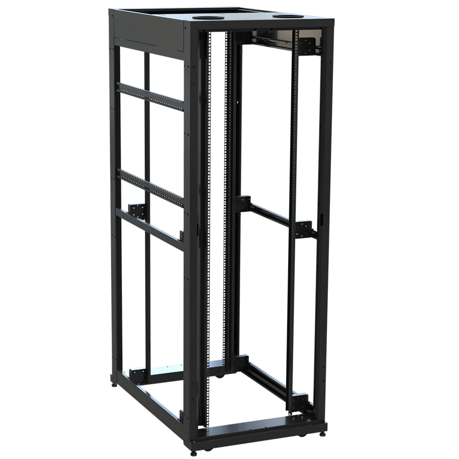 45 RU SNE Series Rack Frame, 48 Inches Deep, 30 Inches Wide with Cage Nut Rackrail