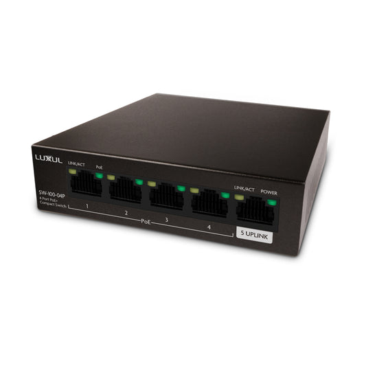 SW-100-04P - Luxul - 4 Port Unmanaged PoE Switch