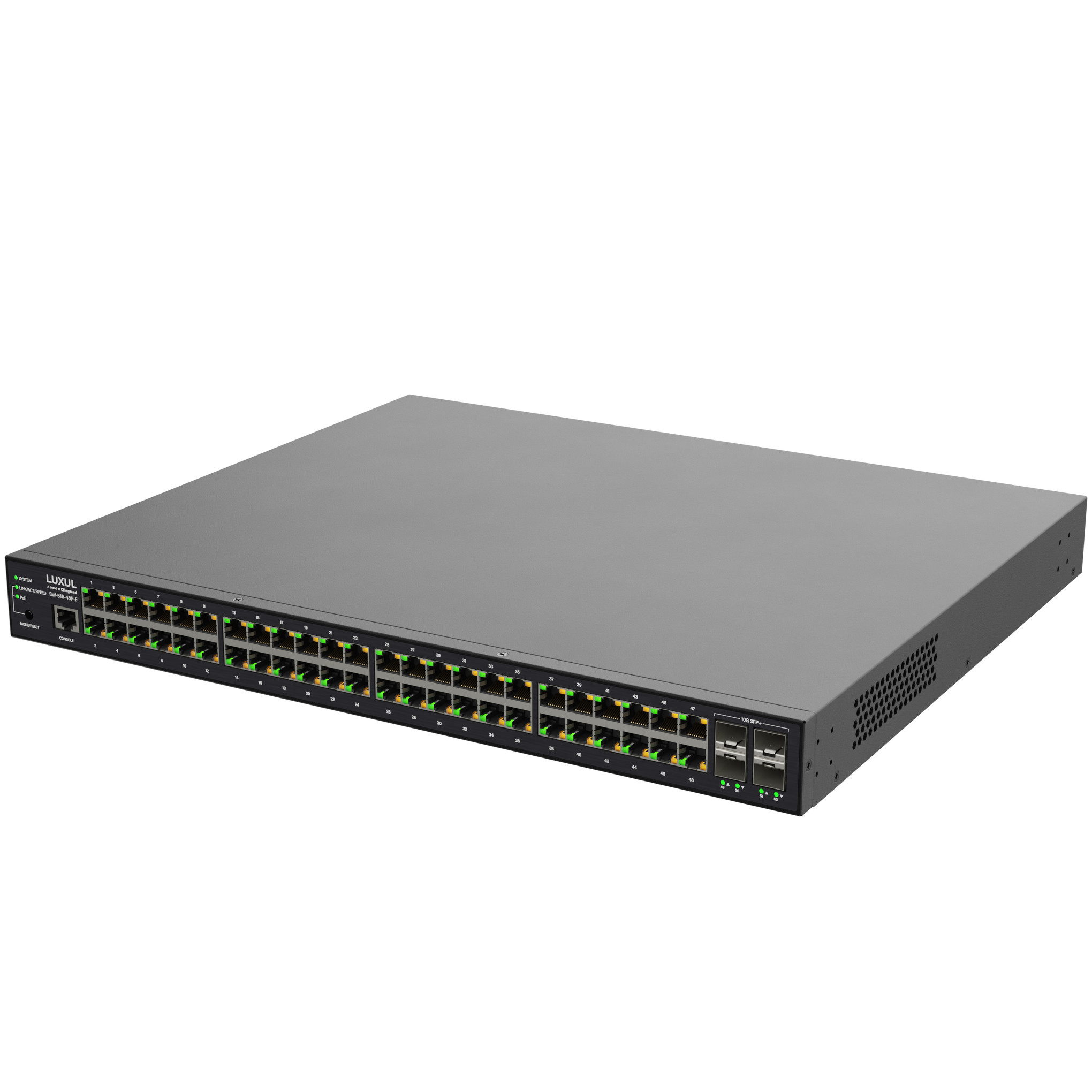 SW-615-48P-F - Luxul - 48 PoE 4 10G SFP Ports 1Gb L2L3 Managed Switch US Power Cord