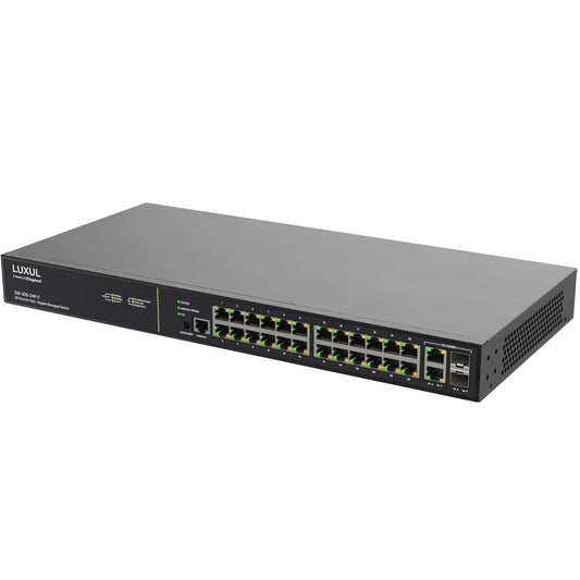 SW-505-24P-F - Luxul - 24 PoE 2 Combo RJ45SFP FrontFacing Ports 1Gb L2L3 Managed Switch