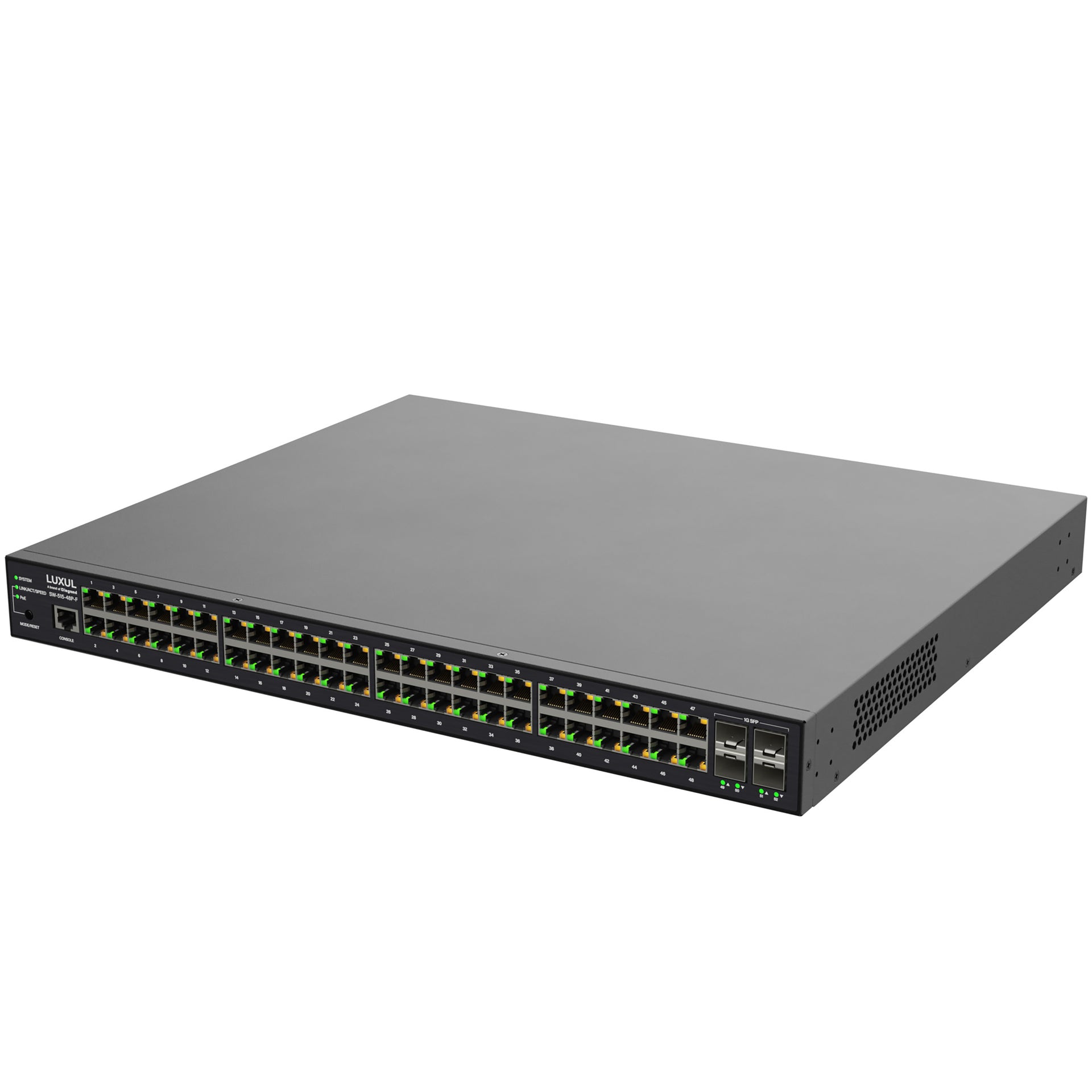 SW-515-48P-F - Luxul - 48 PoE 4 SFP Ports 1Gb L2L3 Managed Switch US Power Cord