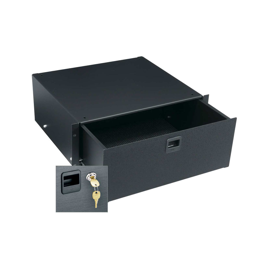 4 RU Rackmount Drawer, Textured Face with Lock