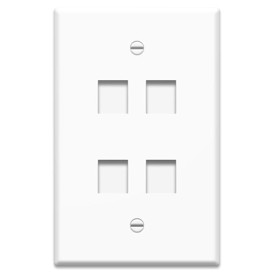 F3404WHV1 - On-Q - 4 Port Keystone Wall Plate in White