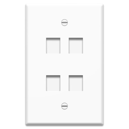 F3404WHV1 - On-Q - 4 Port Keystone Wall Plate in White