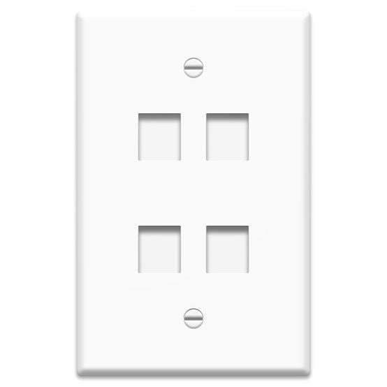 4-Port Keystone Wall Plate in White