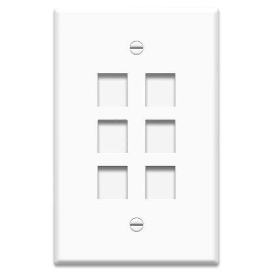 F3406WHV1 - On-Q - 6 Port Keystone Wall Plate in White