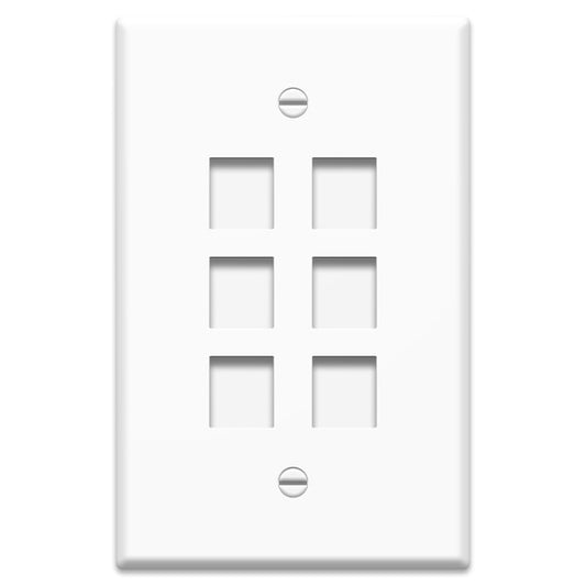 F3406WHV1 - On-Q - 6 Port Keystone Wall Plate in White
