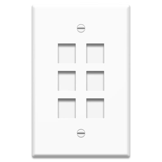 6-Port Keystone Wall Plate in White