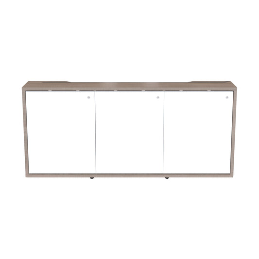 C3K3D1HA0D7ZPLWH - Middle Atlantic - C3 Series HPL Woodkit 3 Bay 32 Inches High 5th Ave Elm with White Gloss Doors