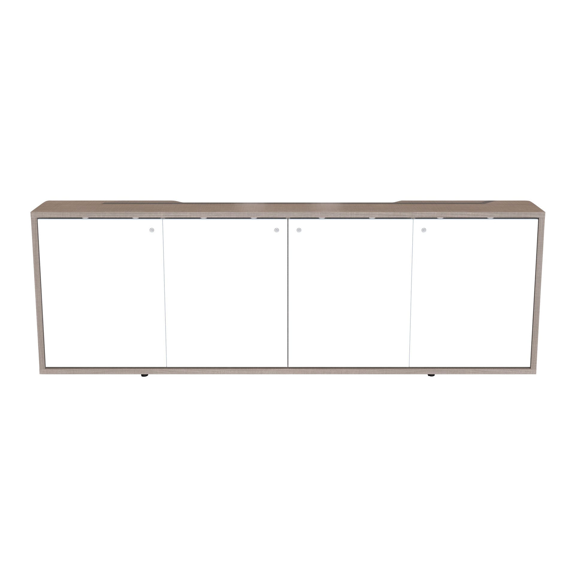 C3K4D1HA0D7ZPLWH - Middle Atlantic - C3 Series HPL Woodkit 4 Bay 32 Inches High 5th Ave Elm with White Gloss Doors