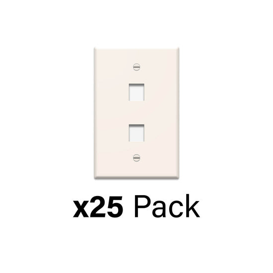 1-Gang 2-Port Keystone Wall Plate in Light Almond 2- 5 Pack