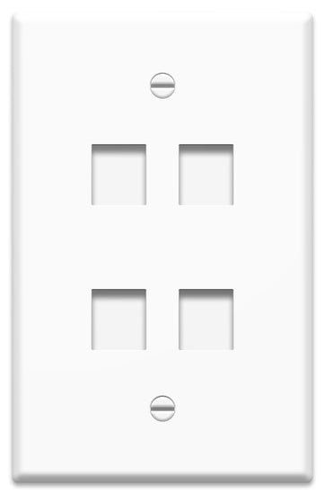 1-Gang 4-Port Oversized Wall Plate in White