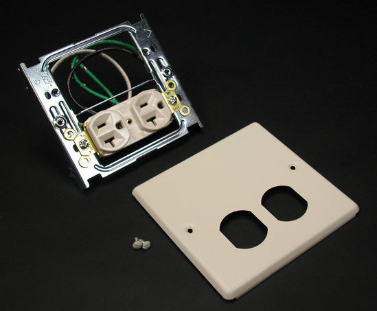 V4047WX 4047 Two Gang Cover One Duplex Receptacle Installed in Ivory