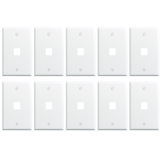 1-Gang 1-Port Keystone Wall Plate in White 2- 5 Pack