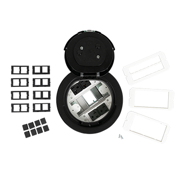 6AT2PBK 6AT Prewired Evolution™ Poke Thru Device with Flush Style Cover in Black