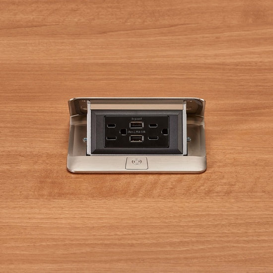 DQFP15UST Cord Ended deQuorum™ Single Flip Up Unit with USB in Stainless Steel