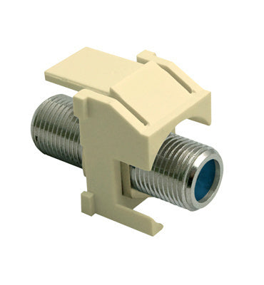 Recessed Nickel Self-Terminating F-Connector Keystone Insert in Light Almond - 10 Pack