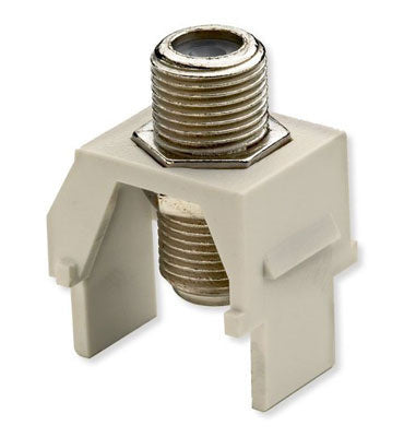 Non-Recessed Nickel F-Connector Keystone Insert in Light Almond - 10 Pack