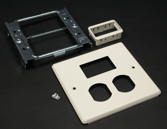 V4047BS 4047 Two Gang Cover and Ortronics® Mini Adapter Fitting in Ivory