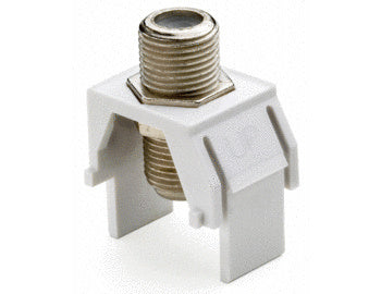 Non-Recessed Nickel F-Connector Keystone Insert in White - 50 Pack