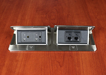 DQFP20ST-2A Cord Ended deQuorum™ Dual Flip-Up Unit in Stainless Steel