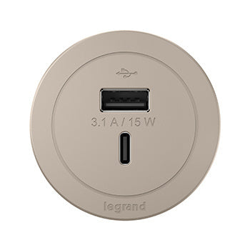 Round FPC with USB Only in Nickel Combo USB-A and USB-C