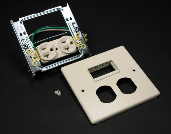 G4047WS 4047 Two Gang Cover One Duplex Receptacle Installed II Mini Adapter in Gray
