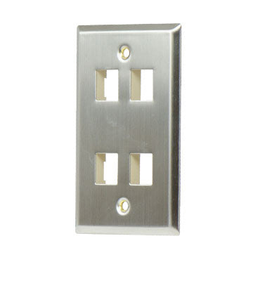 1-Gang 4-Port Keystone Wall Plate in Stainless Steel