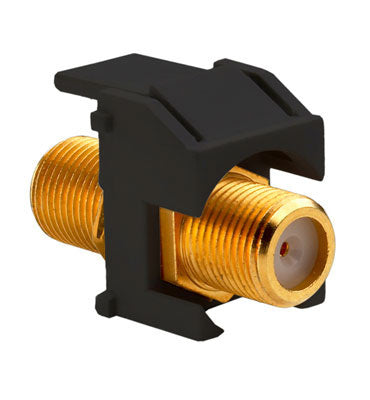 Recessed Gold F-Connector Keystone Insert in Black