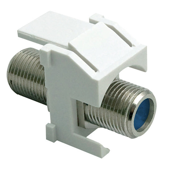 Recessed Nickel Self-Terminating F-Connector Keystone Insert in White - 10 Pack