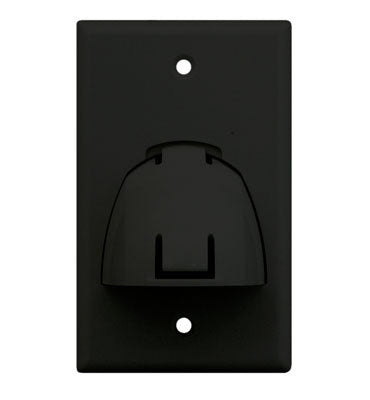 Single Gang Hinged Bullnose Wall Plate in Black