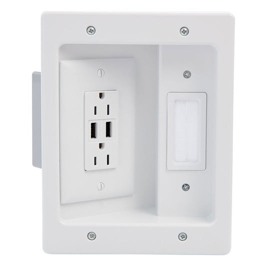 In Wall TV Connection Kit with USB White