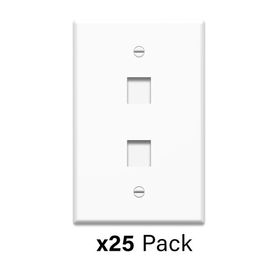1-Gang 2-Port Keystone Wall Plate in White - 25 Pack