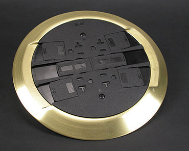 RC4CTCBS RC4 Multi Service Poke-Thru Finish Flange and Slide Holder Assembly in Brass and Black