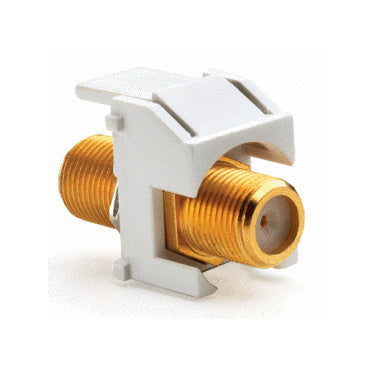 Recessed Gold F-Connector Keystone Insert in White