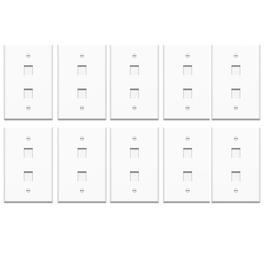1-Gang 2-Port Keystone Wall Plate in White - 10 Pack