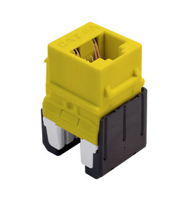 Cat6a Quick Connect RJ45 Keystone Insert in Yellow